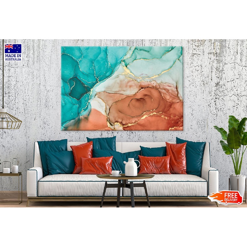 Green Brown & Gold Abstract Design Print 100% Australian Made