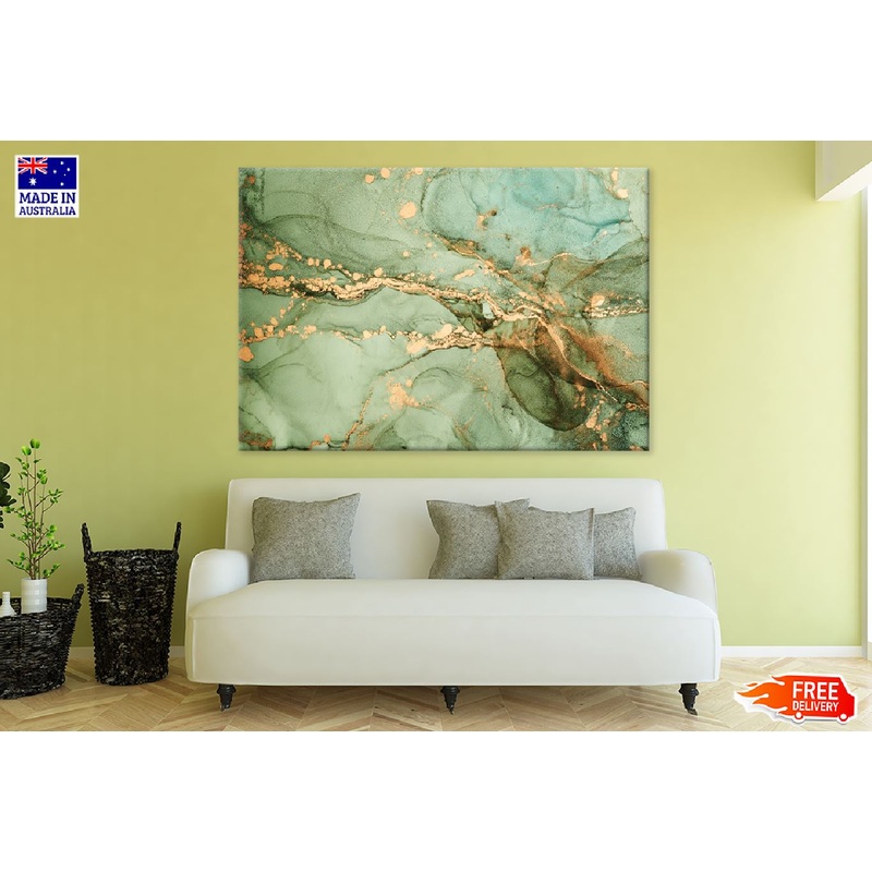 Green & Gold Abstract Design Print 100% Australian Made