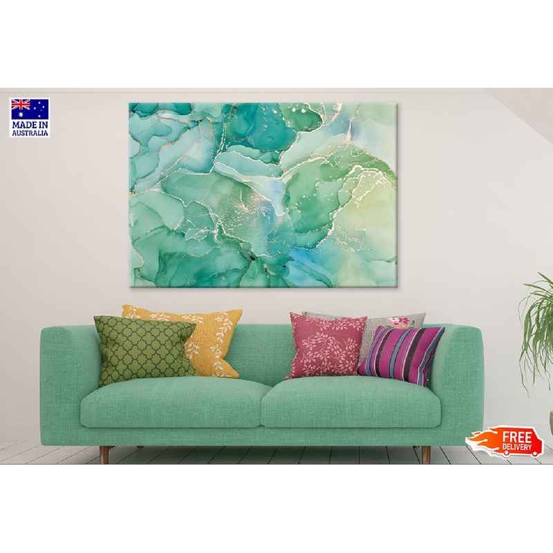 Green & Gold Abstract Fluid Art Design Print 100% Australian Made