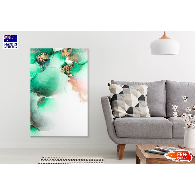 Green Gold & White Abstract Design Print 100% Australian Made