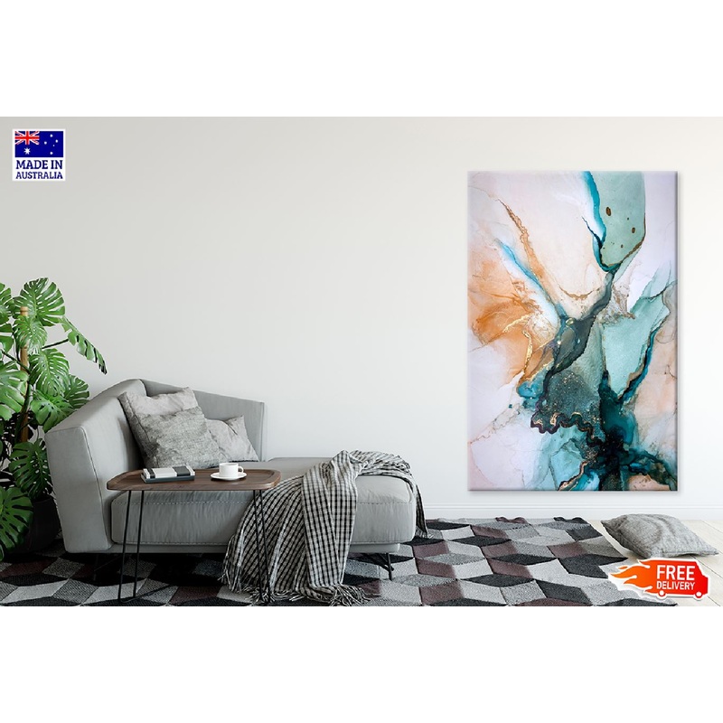 Green Orange & Gold Abstract Art Design Print 100% Australian Made