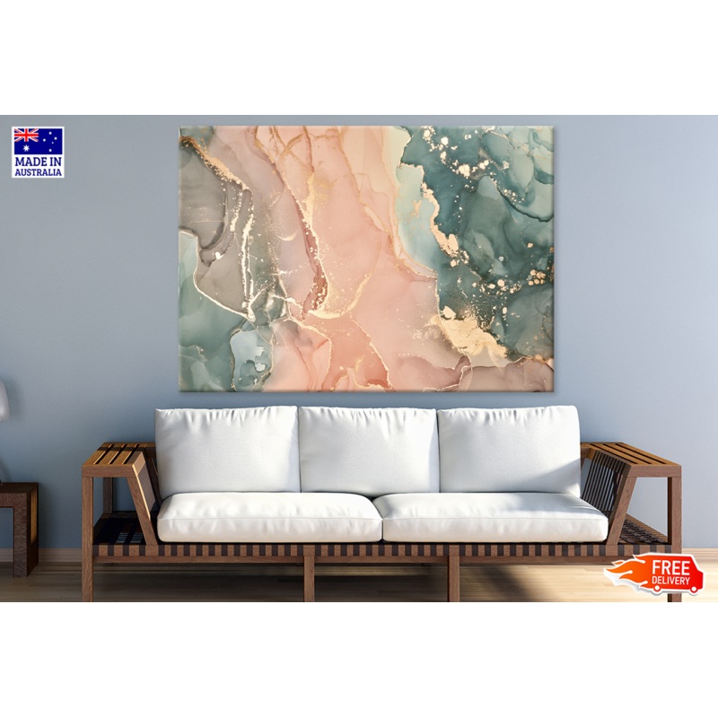 Green Pink & Gold Abstract Design Print 100% Australian Made