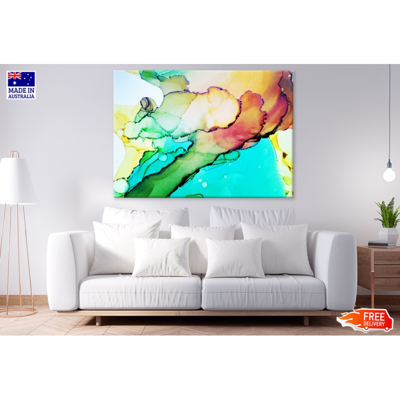 Green Yellow Red & Blue Abstract Design Print 100% Australian Made