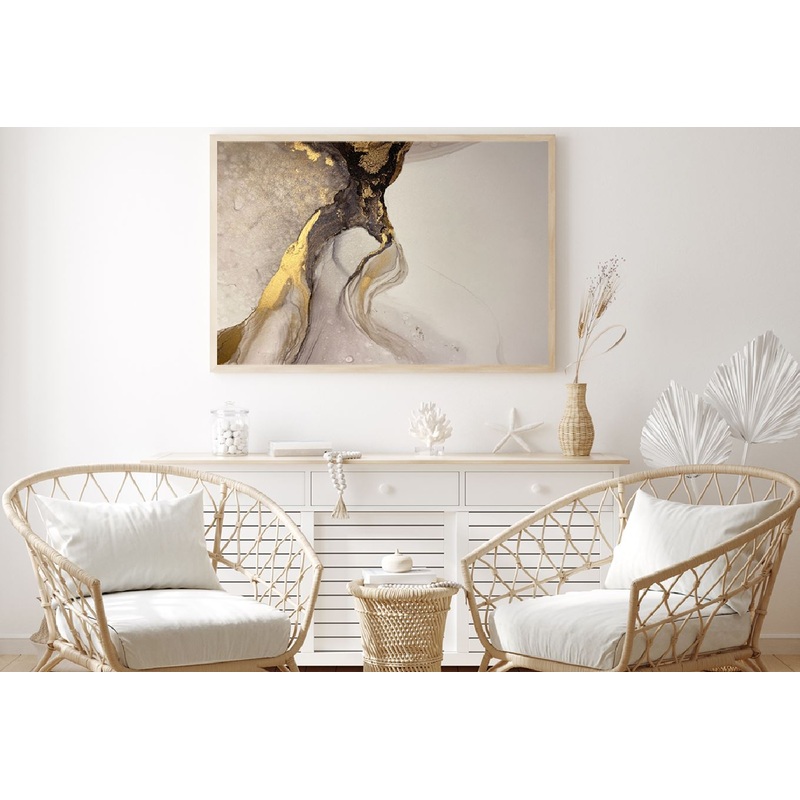 Grey Black & Gold Abstract Design Home Decor Premium Quality Poster Print Choose Your Sizes