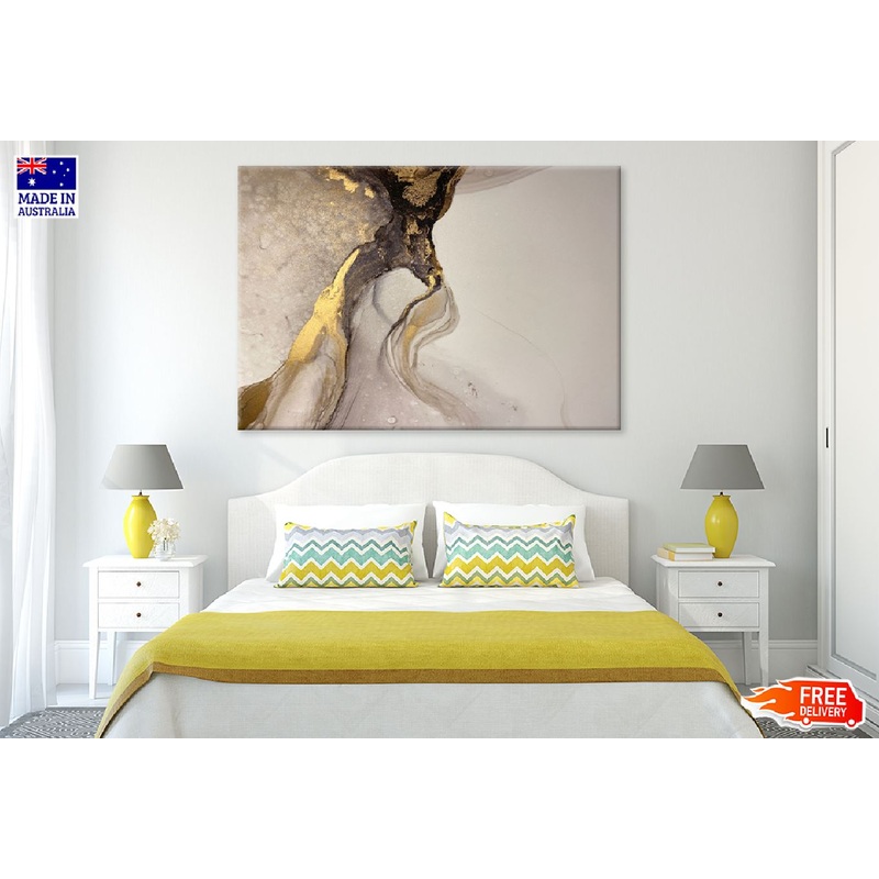 Grey Black & Gold Abstract Design Print 100% Australian Made