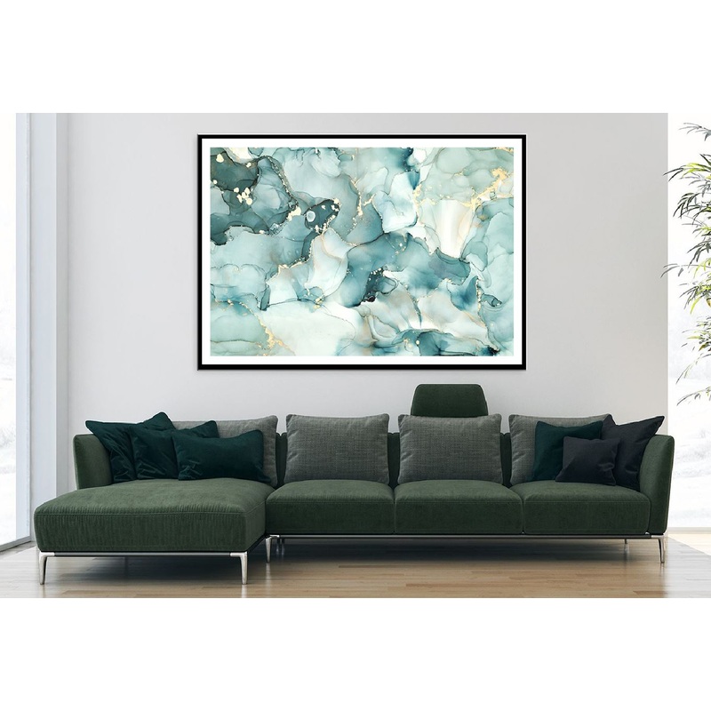 Grey Green & Gold Abstract Design Home Decor Premium Quality Poster Print Choose Your Sizes