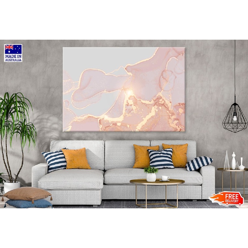 Grey Pink & Gold Abstract Design Print 100% Australian Made