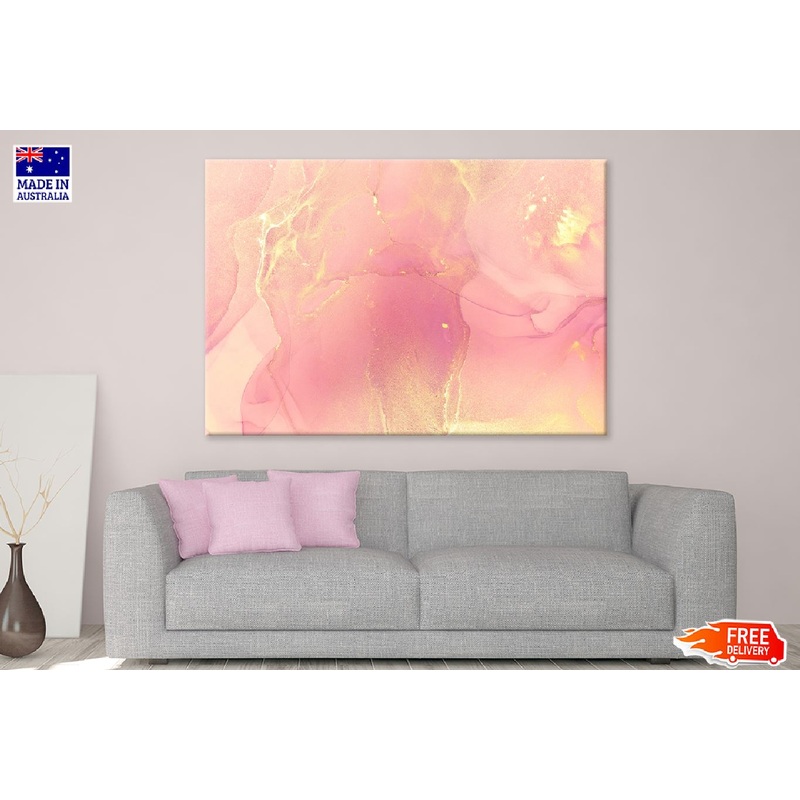 Pink & Gold Ink Pattern Abstract Design Print 100% Australian Made