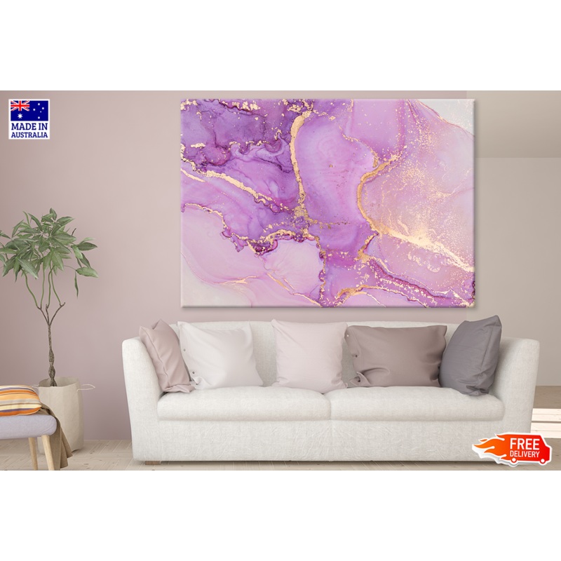 Pink Purple & Gold Abstract Design Print 100% Australian Made