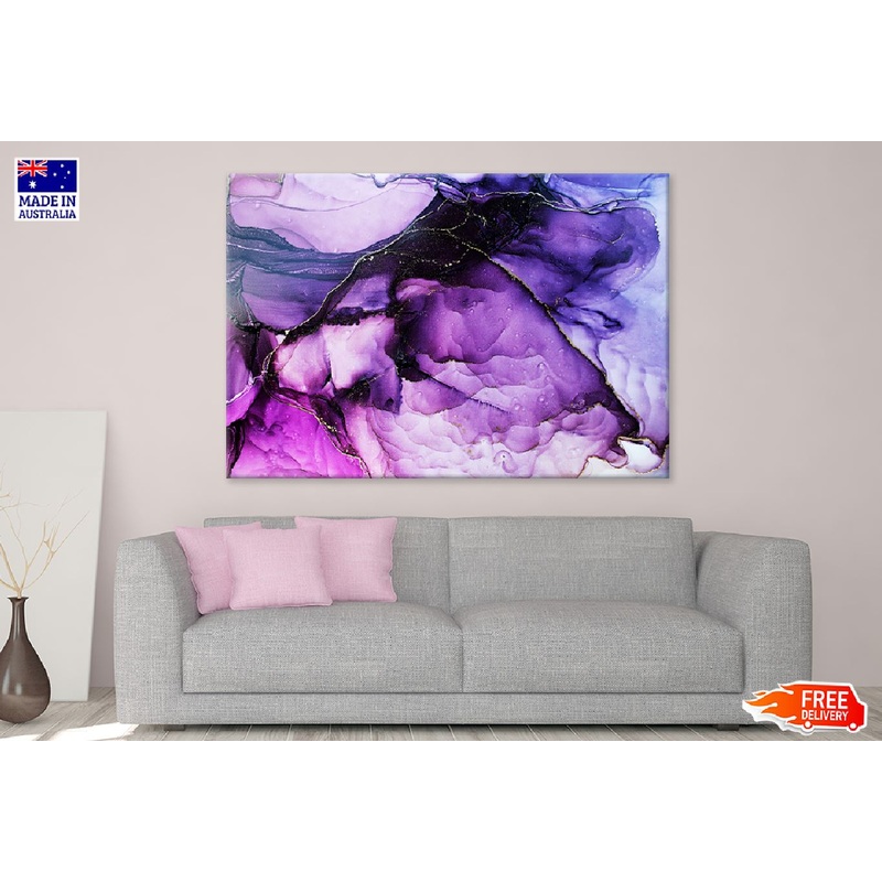 Pink Purple & Gold Fluid Abstract Design Print 100% Australian Made