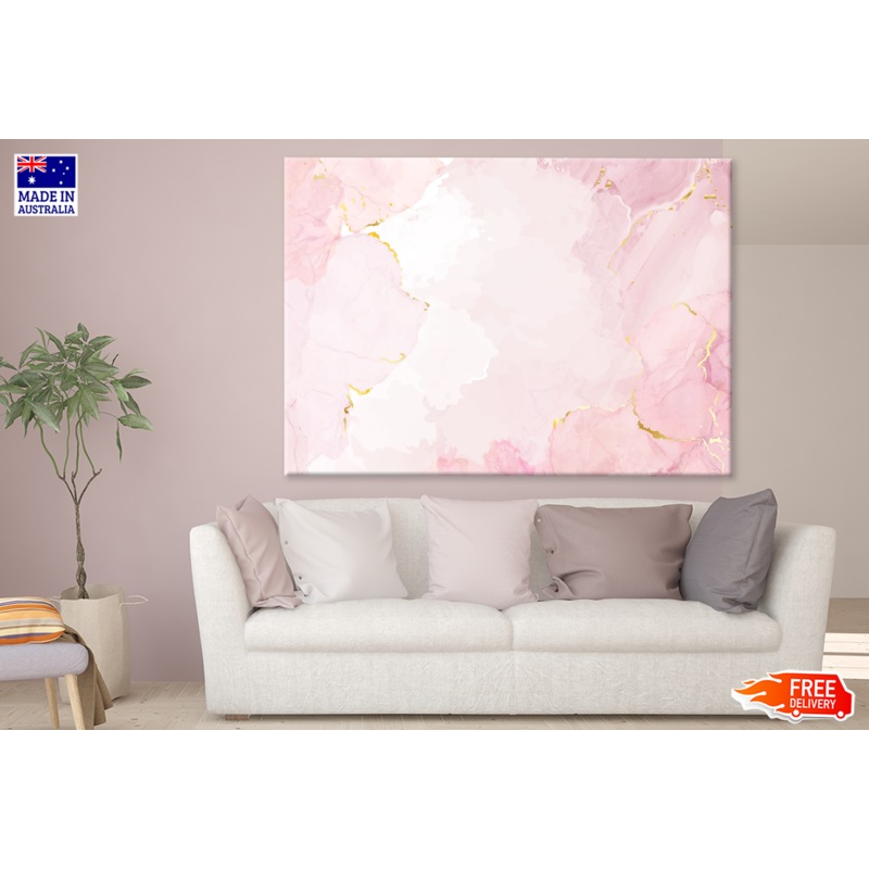 Pink White & Gold Abstract Design Print 100% Australian Made
