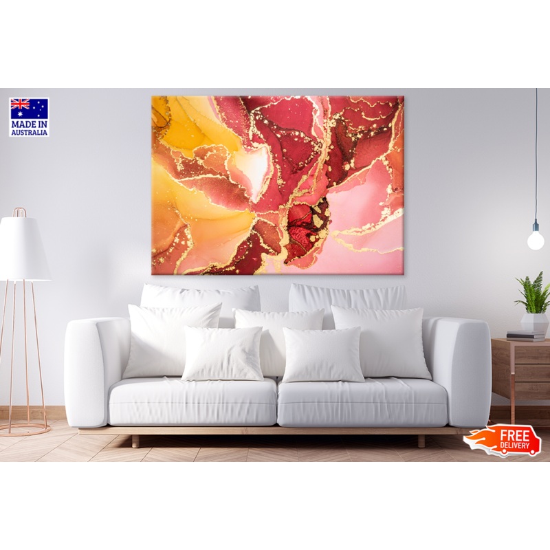 Pink Yellow & Gold Abstract Design Print 100% Australian Made