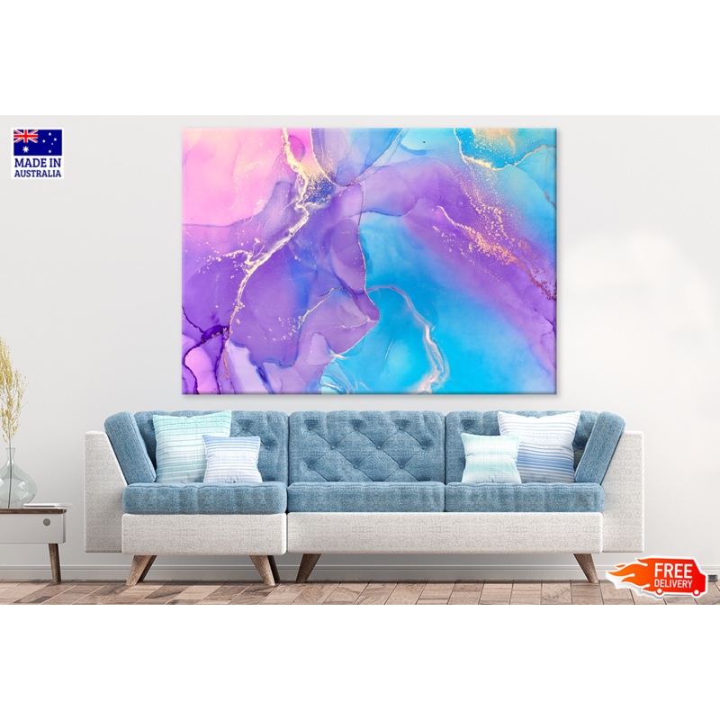 Purple Blue Pink & Gold Abstract Design Print 100% Australian Made