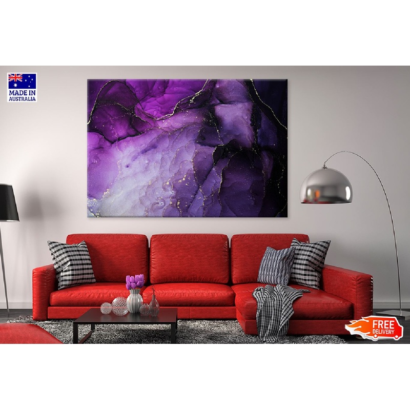 Purple & Gold Marble Abstract Design Print 100% Australian Made