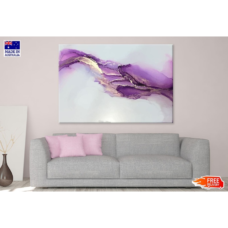 Purple & Grey Abstract Fluid Design Print 100% Australian Made