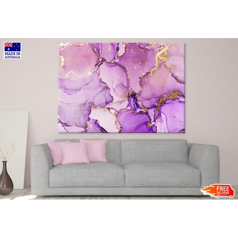 Purple White & Gold Abstract Design Print 100% Australian Made