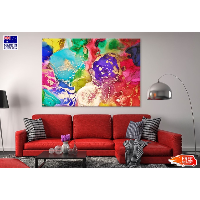 Rainbow Color Abstract Fluid Design Print 100% Australian Made