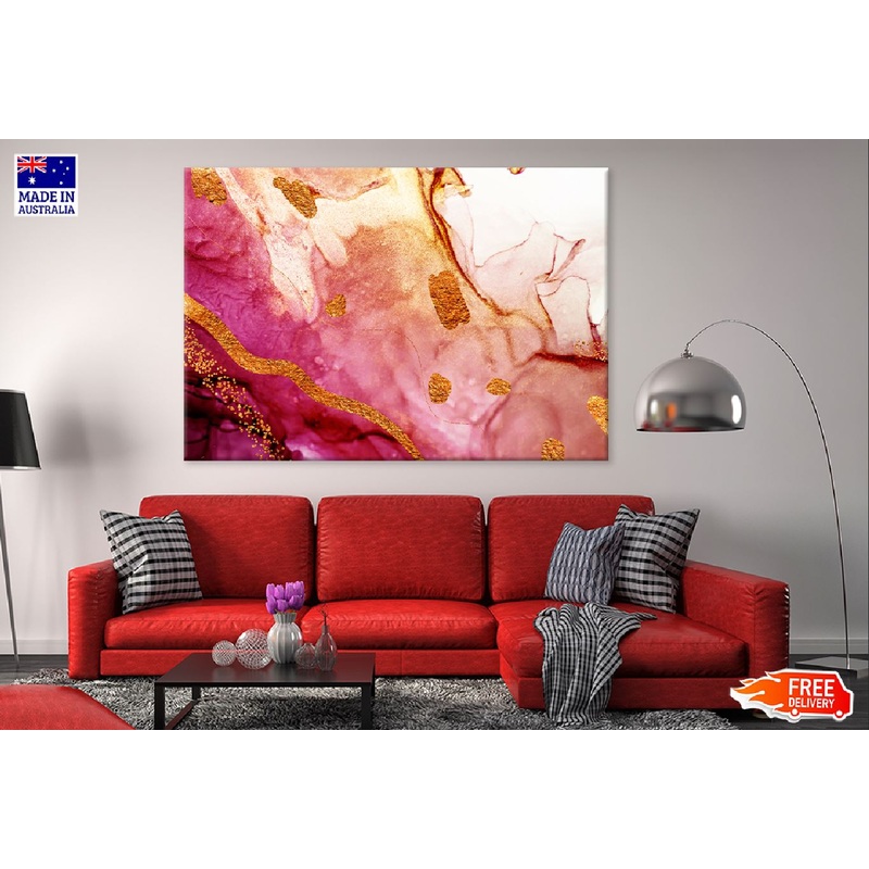 Red & Gold Splash Valley Abstract Design Print 100% Australian Made