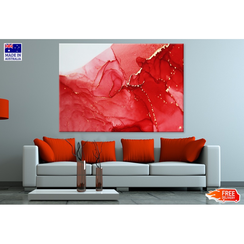 Red Gold & White Abstract Design Print 100% Australian Made