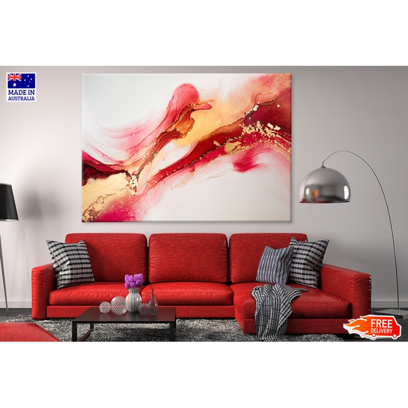 Red Pink Yellow & Gold Abstract Design Print 100% Australian Made