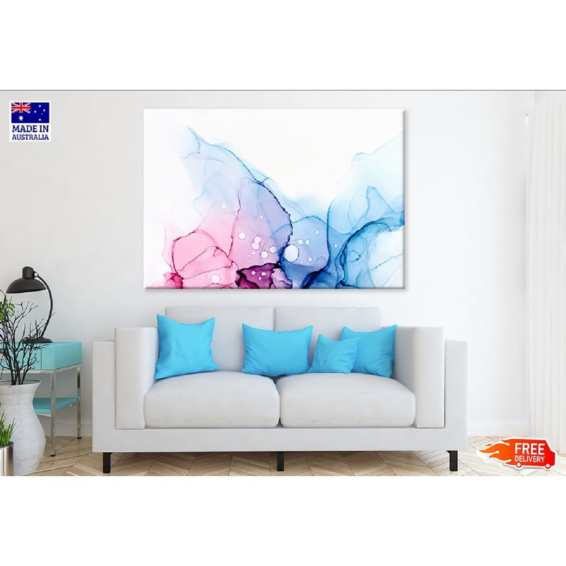 White Pink & Blue Abstract Design Print 100% Australian Made