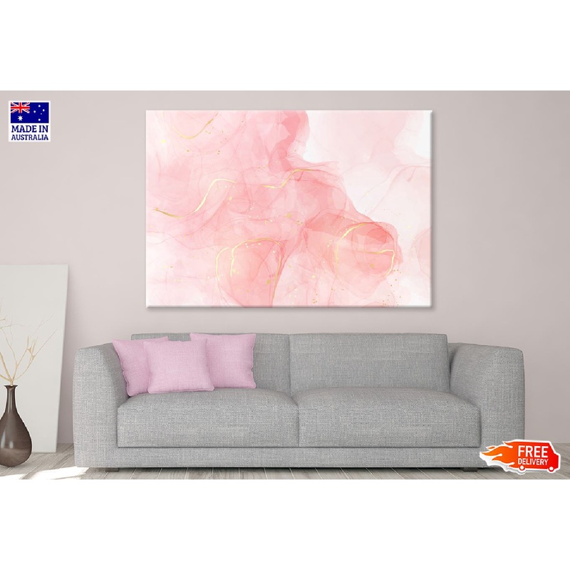 White Pink & Gold Lines Abstract Design Print 100% Australian Made