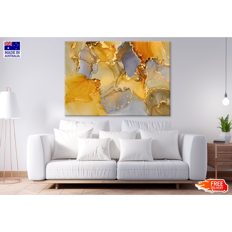 Yellow Blue & Gold Design Print 100% Australian Made