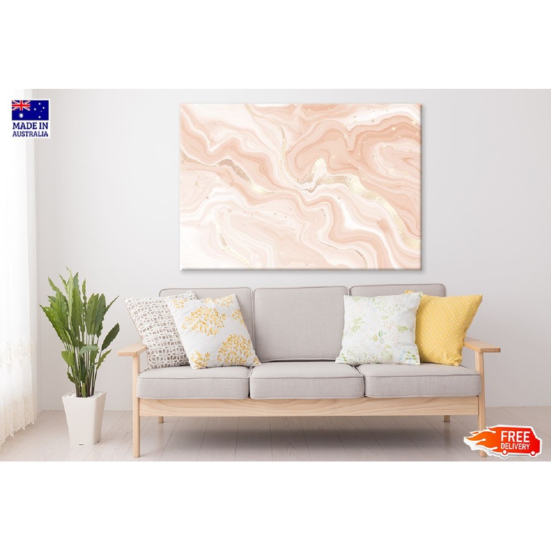 Beige Gold Fluid Abstract Design Print 100% Australian Made