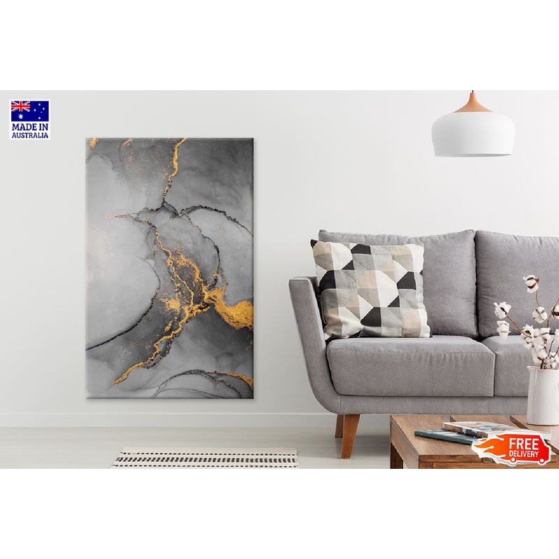 Black & Dark Gold Splash Abstract Design Print 100% Australian Made