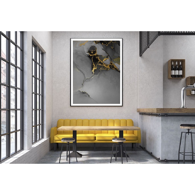 Black & Dark Grey Gold Abstract Design Home Decor Premium Quality Poster Print Choose Your Sizes