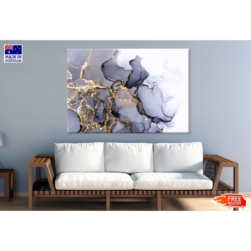 Black & Gold Lines Abstract Design Print 100% Australian Made