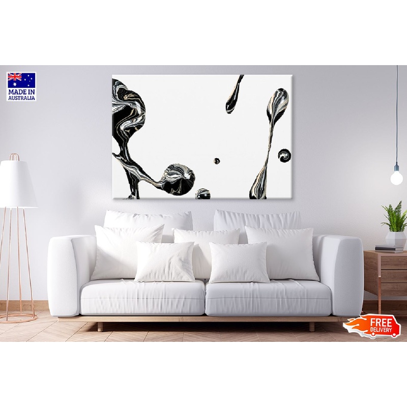Black Marble Swirl Abstract Design Print 100% Australian Made