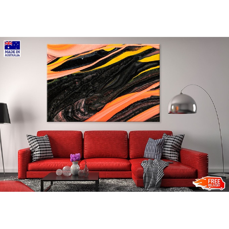 Black & Orange Fluid Abstract Design Print 100% Australian Made