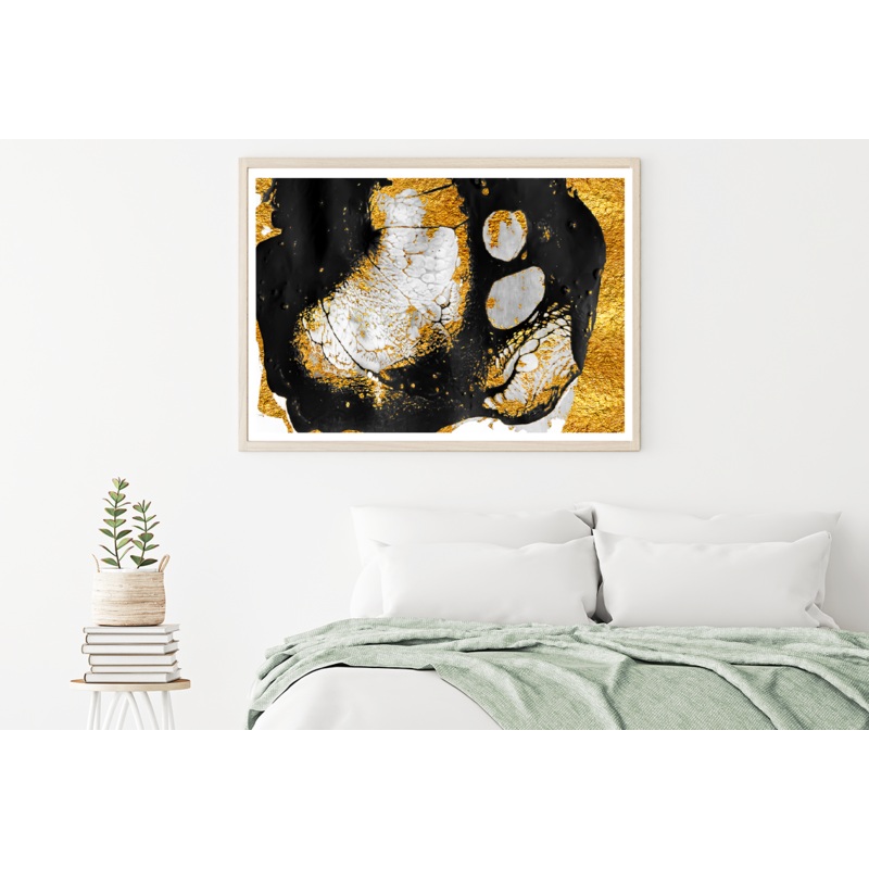 Black & White & Gold Abstract Design Home Decor Premium Quality Poster Print Choose Your Sizes