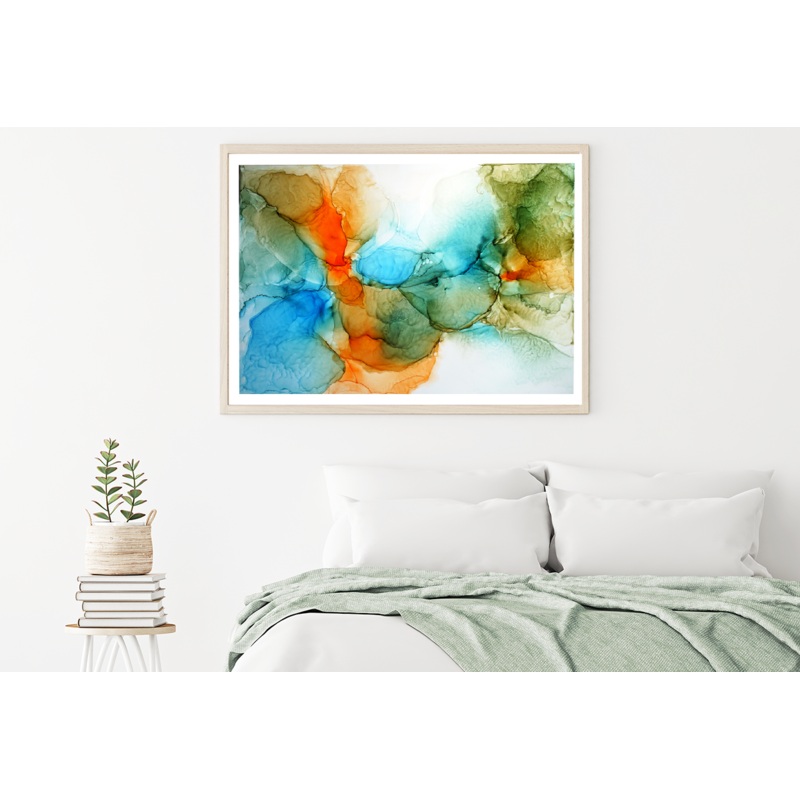 Blue Green Orange & White Abstract Design Home Decor Premium Quality Poster Print Choose Your Sizes
