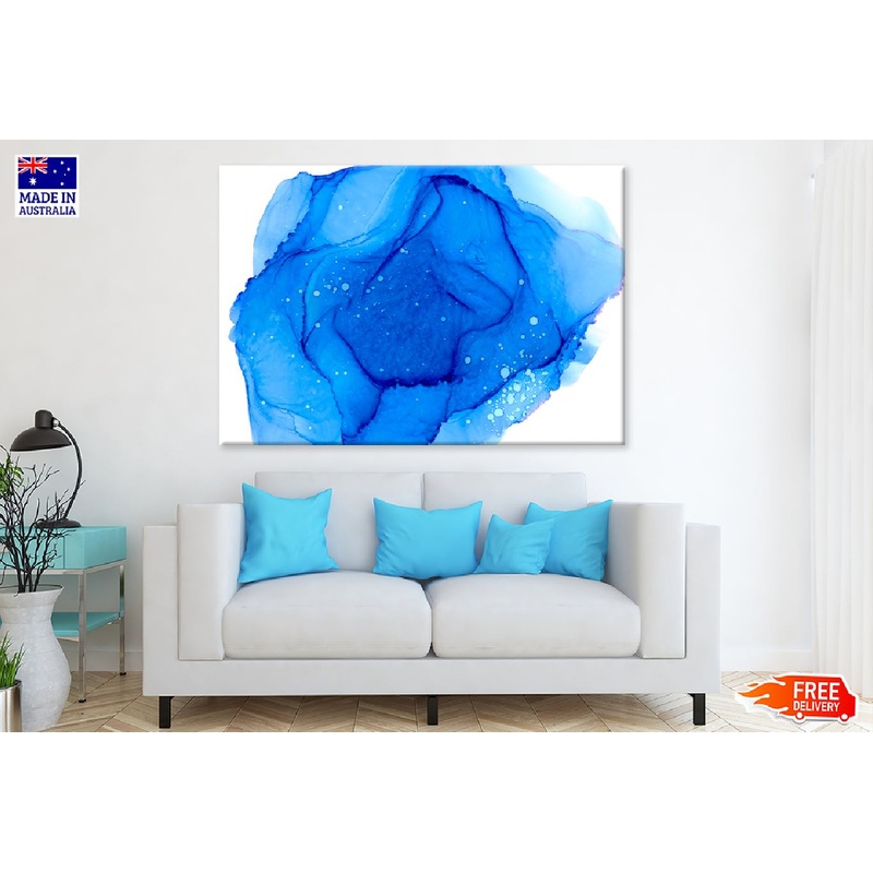 Blue Paint Drops Abstract Design Print 100% Australian Made