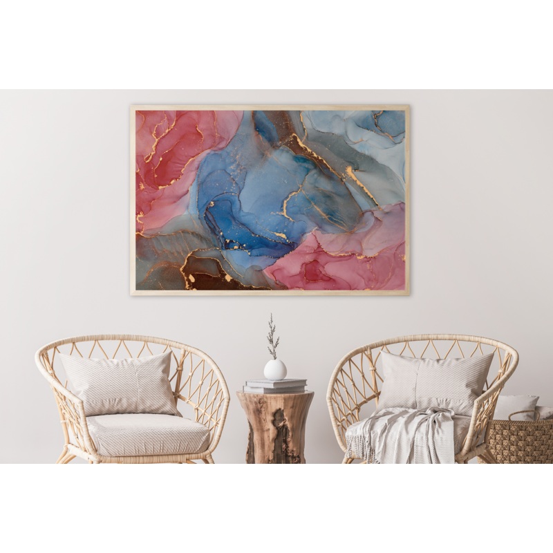 Blue Pink & Gold Abstract Design Home Decor Premium Quality Poster Print Choose Your Sizes
