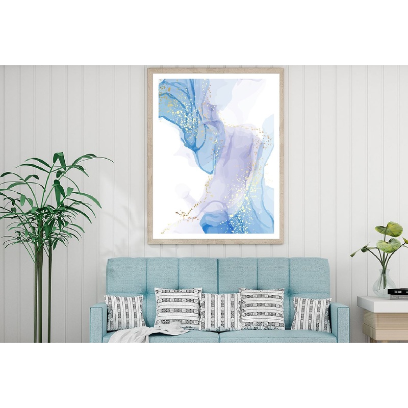 Blue Pink & Gold Lines Abstract Design Home Decor Premium Quality Poster Print Choose Your Sizes
