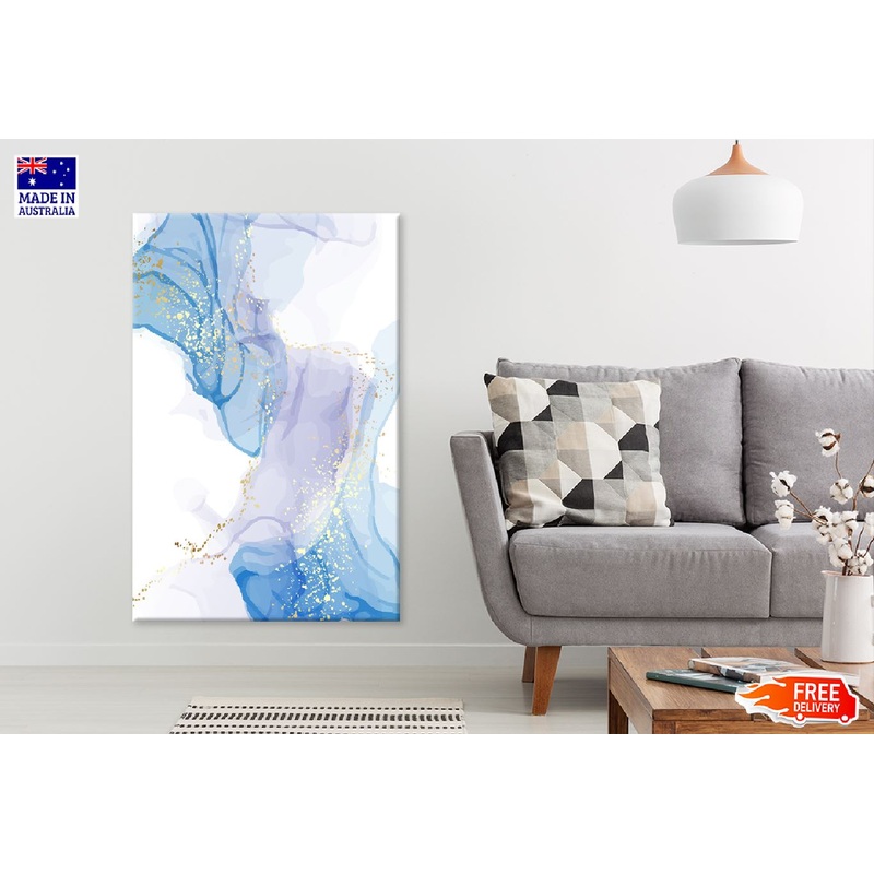 Blue Pink & Gold Lines Abstract Design Print 100% Australian Made