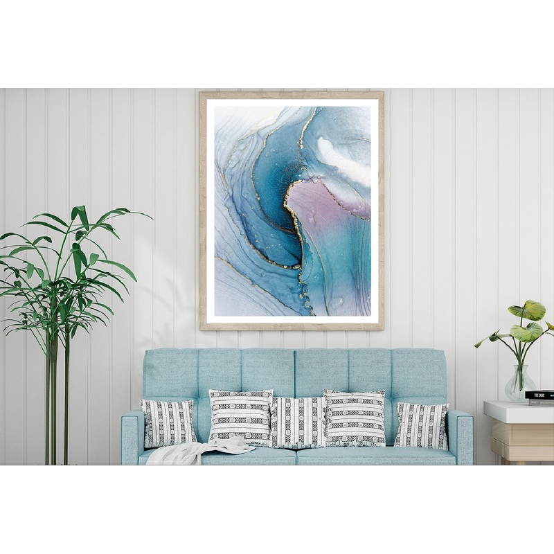 Blue & Pink Gold Marble Abstract Design Home Decor Premium Quality Poster Print Choose Your Sizes