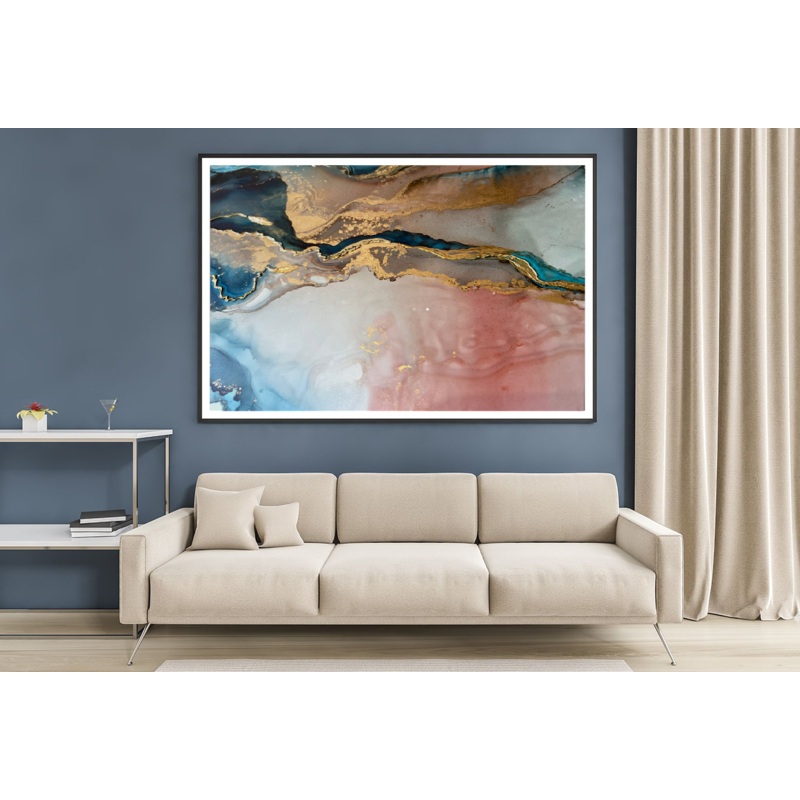 Blue Pink White & Gold Abstract Design Home Decor Premium Quality Poster Print Choose Your Sizes