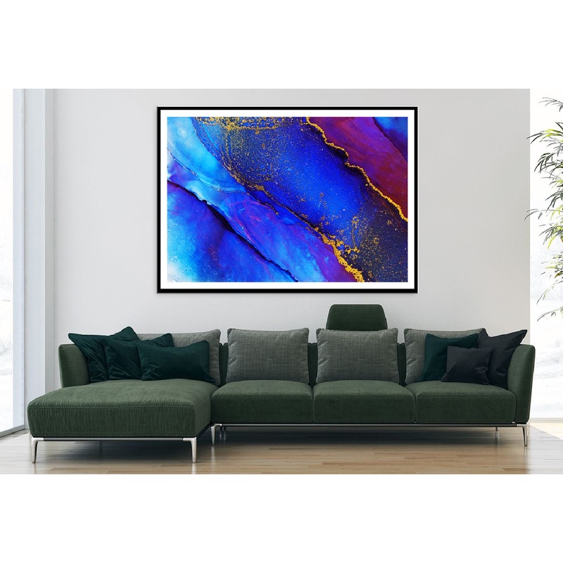 Blue Red & Gold Abstract Design Home Decor Premium Quality Poster Print Choose Your Sizes