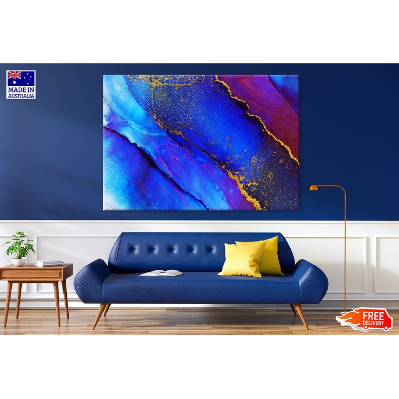 Blue Red & Gold Abstract Design Print 100% Australian Made