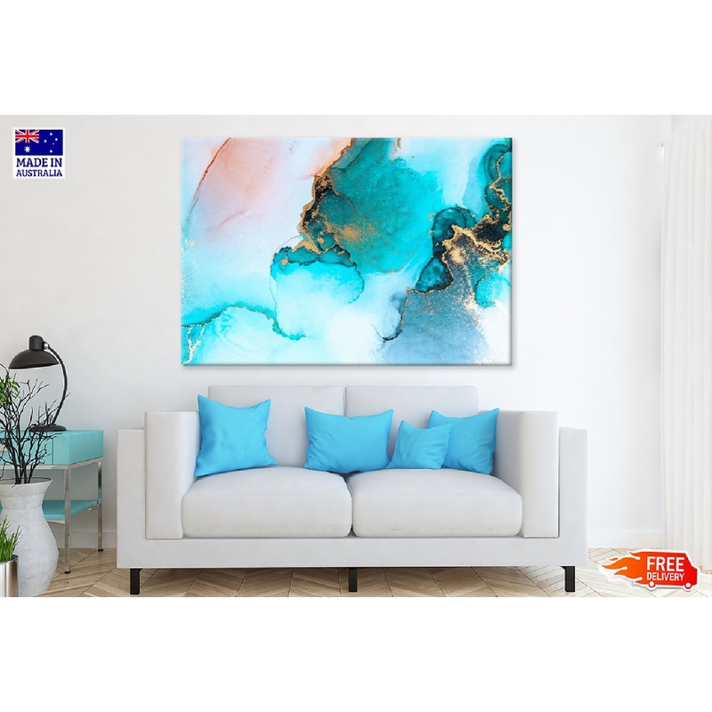 Blue Red & Gold Splash Abstract Design Print 100% Australian Made