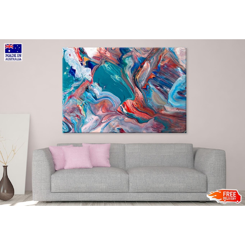 Blue Red & Green Fluid Abstract Design Print 100% Australian Made