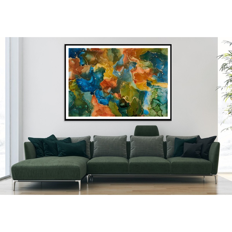 Blue Yellow Orange & Green Abstract Design Home Decor Premium Quality Poster Print Choose Your Sizes