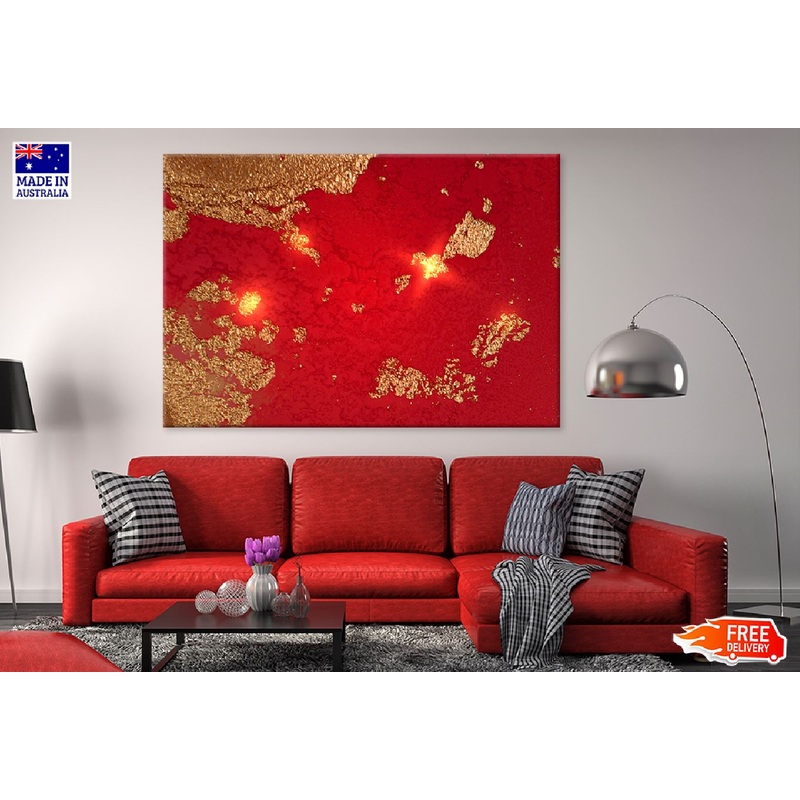 Dark Red & Gold Abstract Design Print 100% Australian Made