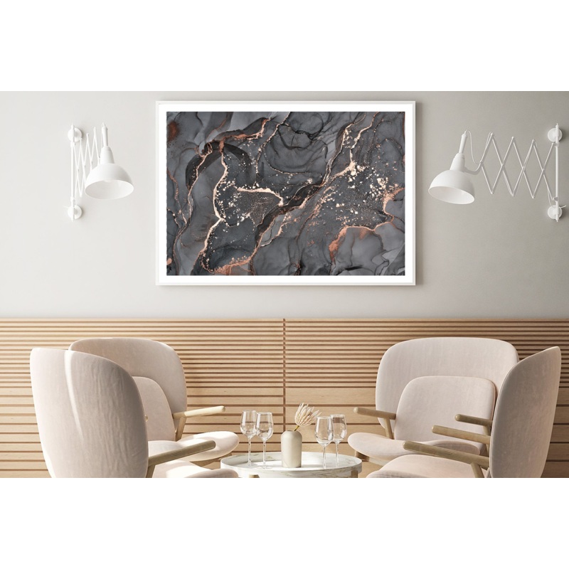 Gray & Gold Abstract Design Home Decor Premium Quality Poster Print Choose Your Sizes