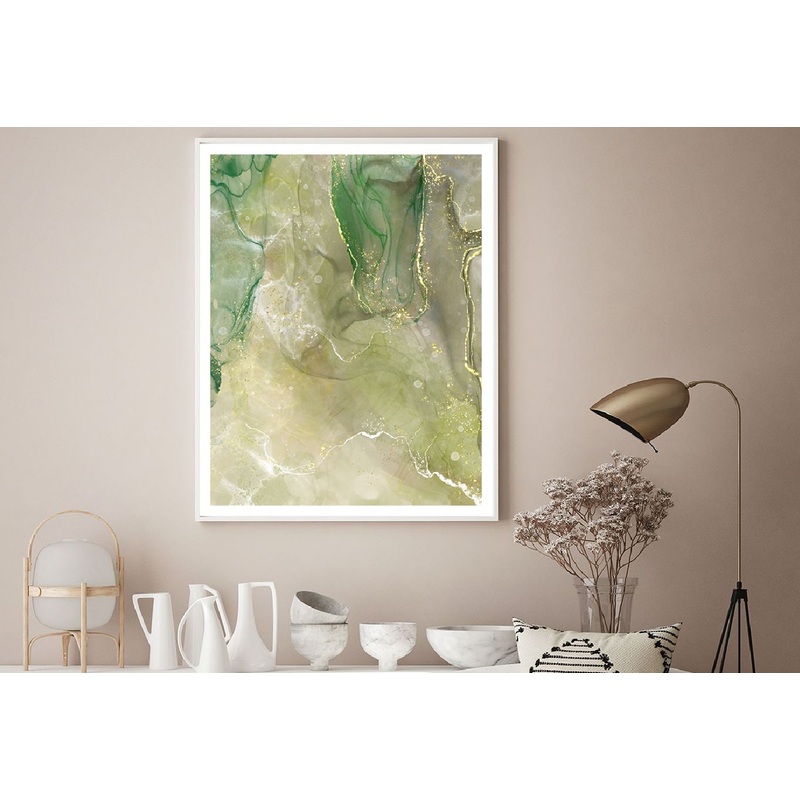 Green & Gold Lines Abstract Design Home Decor Premium Quality Poster Print Choose Your Sizes