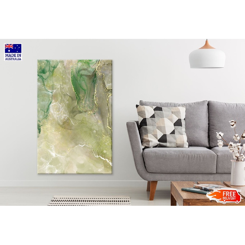 Green & Gold Lines Abstract Design Print 100% Australian Made